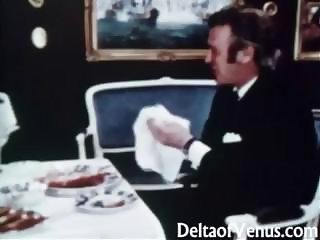 Vintage classic clip of a hot threesome shot in a restaurant