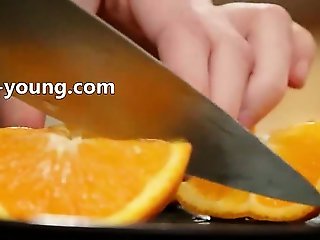 graceful masturbation in the kitchen